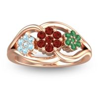 Garnet Fashion Ring In 14K Rose Gold With Aquamarine And Emerald – Arama Simple Ring