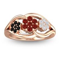 Garnet Fashion Ring In 18K Rose Gold With Black Onyx And Diamond – Arama Simple Ring