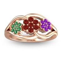 Garnet Fashion Ring In 14K Rose Gold With Emerald And Amethyst – Arama Simple Ring