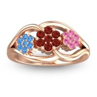 Garnet Fashion Ring In 18K Rose Gold With Swiss Blue Topaz And Pink Tourmaline – Arama Simple Ring