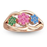 Pink Tourmaline Fashion Ring In 14K Rose Gold With Emerald And Swiss Blue Topaz – Arama Simple Ring