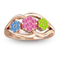 Pink Tourmaline Fashion Ring In 18K Rose Gold With Swiss Blue Topaz And Peridot – Arama Simple Ring