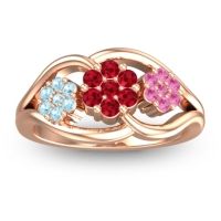 Ruby Fashion Ring In 14K Rose Gold With Aquamarine And Pink Tourmaline – Arama Simple Ring