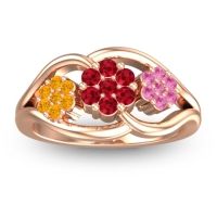 Ruby Fashion Ring In 14K Rose Gold With Citrine And Pink Tourmaline – Arama Simple Ring