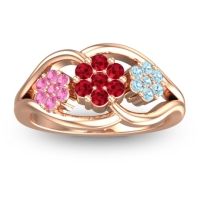 Ruby Fashion Ring In 14K Rose Gold With Pink Tourmaline And Aquamarine – Arama Simple Ring