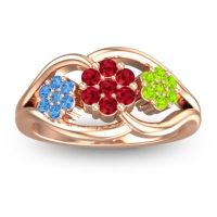 Ruby Fashion Ring In 14K Rose Gold With Swiss Blue Topaz And Peridot – Arama Simple Ring