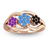 Swiss Blue Topaz Fashion Ring In 18K Rose Gold With Amethyst And Black Onyx – Arama Simple Ring