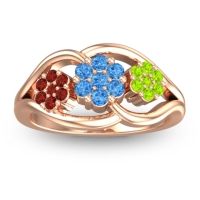 Swiss Blue Topaz Fashion Ring In 18K Rose Gold With Garnet And Peridot – Arama Simple Ring