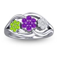 Amethyst Fashion Ring In 18k White Gold With Peridot And Diamond – Arama Simple Ring