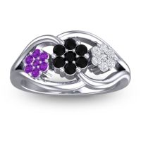 Black Onyx Fashion Ring In 18k White Gold With Amethyst And Diamond – Arama Simple Ring
