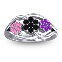 Black Onyx Fashion Ring In 18k White Gold With Pink Tourmaline And Amethyst – Arama Simple Ring