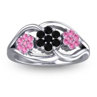 Black Onyx Fashion Ring In 18k White Gold With Pink Tourmaline – Arama Simple Ring