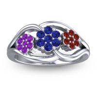 Blue Sapphire Fashion Ring In 14k White Gold With Amethyst And Garnet – Arama Simple Ring