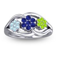 Blue Sapphire Fashion Ring In 14k White Gold With Aquamarine And Peridot – Arama Simple Ring