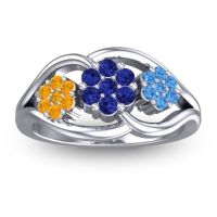 Blue Sapphire Fashion Ring In 14k White Gold With Citrine And Swiss Blue Topaz – Arama Simple Ring