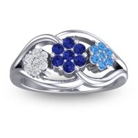 Blue Sapphire Fashion Ring In 14k White Gold With Diamond And Swiss Blue Topaz – Arama Simple Ring