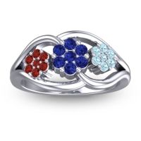 Blue Sapphire Fashion Ring In 14k White Gold With Garnet And Aquamarine – Arama Simple Ring