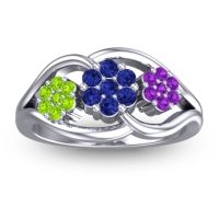 Blue Sapphire Fashion Ring In 14k White Gold With Peridot And Amethyst – Arama Simple Ring