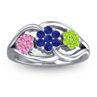 Blue Sapphire Fashion Ring In 14k White Gold With Pink Tourmaline And Peridot – Arama Simple Ring