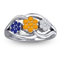 Citrine Fashion Ring In 18k White Gold With Blue Sapphire And Diamond – Arama Simple Ring