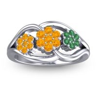 Citrine Fashion Ring In 14k White Gold With Emerald – Arama Simple Ring