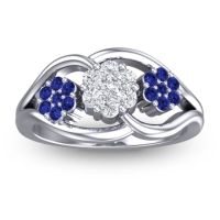 Diamond Fashion Ring In 14k White Gold With Blue Sapphire – Arama Simple Ring