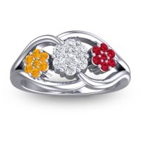 Lab Diamond Fashion Ring In 14k White Gold With Citrine And Ruby – Arama Simple Ring