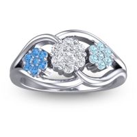 Diamond Fashion Ring In 14k White Gold With Swiss Blue Topaz And Aquamarine – Arama Simple Ring
