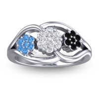 Diamond Fashion Ring In 14k White Gold With Swiss Blue Topaz And Black Onyx – Arama Simple Ring