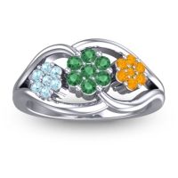 Emerald Fashion Ring In 14k White Gold With Aquamarine And Citrine – Arama Simple Ring