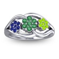 Emerald Fashion Ring In 14k White Gold With Blue Sapphire And Peridot – Arama Simple Ring