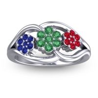 Emerald Fashion Ring In 14k White Gold With Blue Sapphire And Ruby – Arama Simple Ring