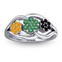 Emerald Fashion Ring In 14k White Gold With Citrine And Black Onyx – Arama Simple Ring