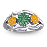 Emerald Fashion Ring In 14k White Gold With Citrine – Arama Simple Ring