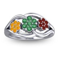Emerald Fashion Ring In 14k White Gold With Citrine And Garnet – Arama Simple Ring