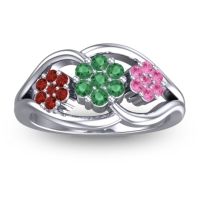 Emerald Fashion Ring In 14k White Gold With Garnet And Pink Tourmaline – Arama Simple Ring