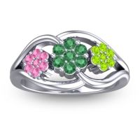 Emerald Fashion Ring In 14k White Gold With Pink Tourmaline And Peridot – Arama Simple Ring