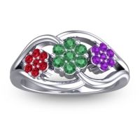 Emerald Fashion Ring In 14k White Gold With Ruby And Amethyst – Arama Simple Ring