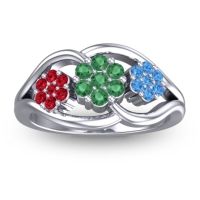 Emerald Fashion Ring In 14k White Gold With Ruby And Swiss Blue Topaz – Arama Simple Ring