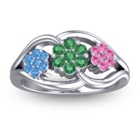 Emerald Fashion Ring In 14k White Gold With Swiss Blue Topaz And Pink Tourmaline – Arama Simple Ring