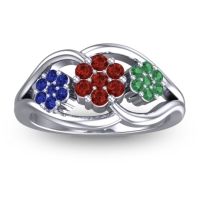 Garnet Fashion Ring In 14k White Gold With Blue Sapphire And Emerald – Arama Simple Ring