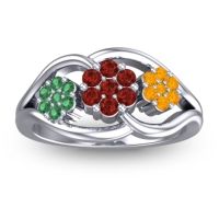 Garnet Fashion Ring In 14k White Gold With Emerald And Citrine – Arama Simple Ring