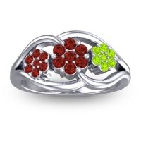 Garnet Fashion Ring In 18k White Gold With Peridot – Arama Simple Ring