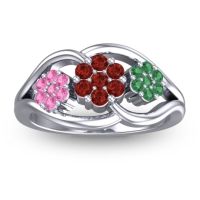 Garnet Fashion Ring In 14k White Gold With Pink Tourmaline And Emerald – Arama Simple Ring