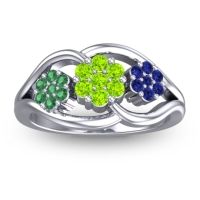 Peridot Fashion Ring In 14k White Gold With Emerald And Blue Sapphire – Arama Simple Ring