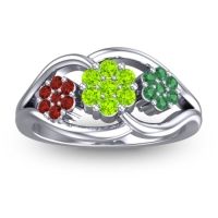 Peridot Fashion Ring In 14k White Gold With Garnet And Emerald – Arama Simple Ring