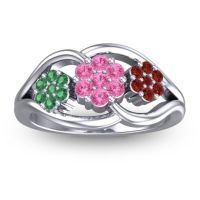 Pink Tourmaline Fashion Ring In 14k White Gold With Emerald And Garnet – Arama Simple Ring