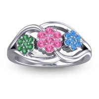 Pink Tourmaline Fashion Ring In 14k White Gold With Emerald And Swiss Blue Topaz – Arama Simple Ring