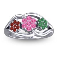 Pink Tourmaline Fashion Ring In 14k White Gold With Garnet And Emerald – Arama Simple Ring