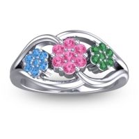 Pink Tourmaline Fashion Ring In 14k White Gold With Swiss Blue Topaz And Emerald – Arama Simple Ring